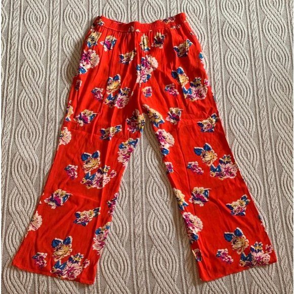 Multicolor Floral Cropped Ankle Pants Size Medium - Picture 5 of 10